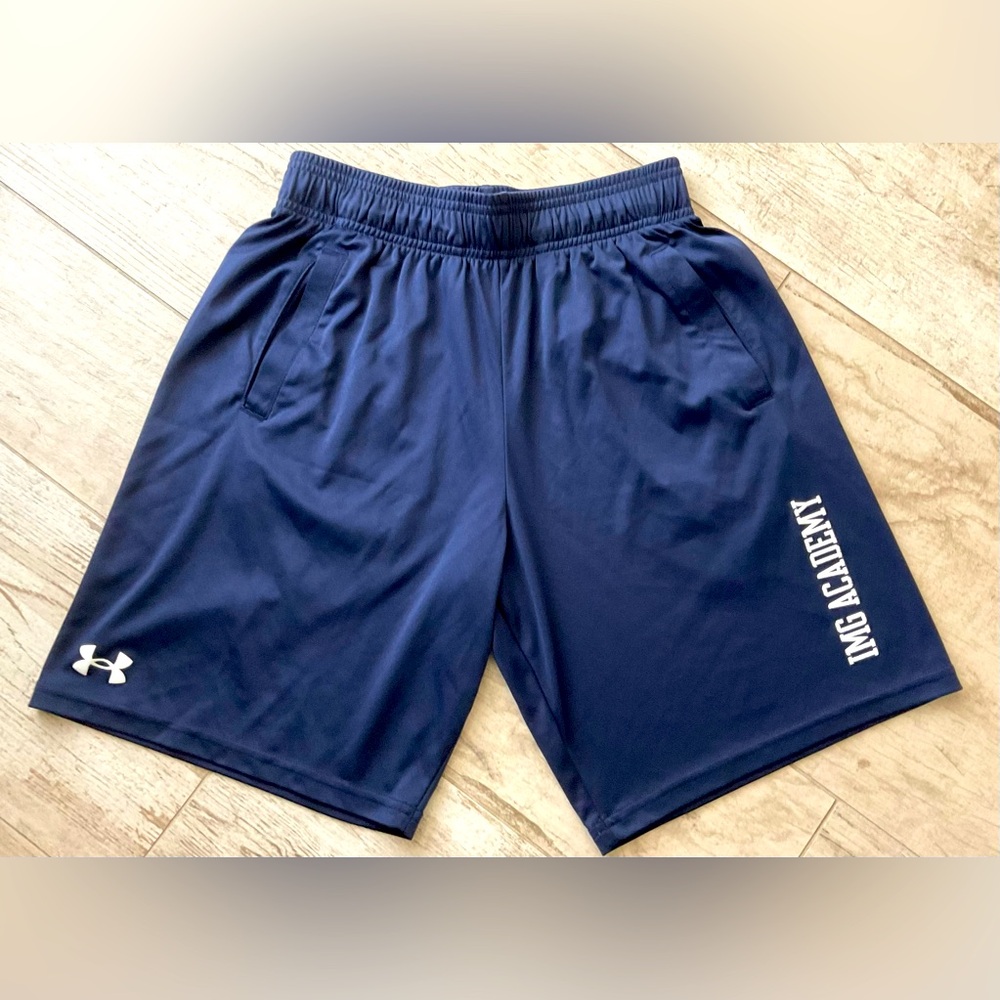 IMG Academy Under Armour Training Shorts. Size YXL - 16. Navy Blue